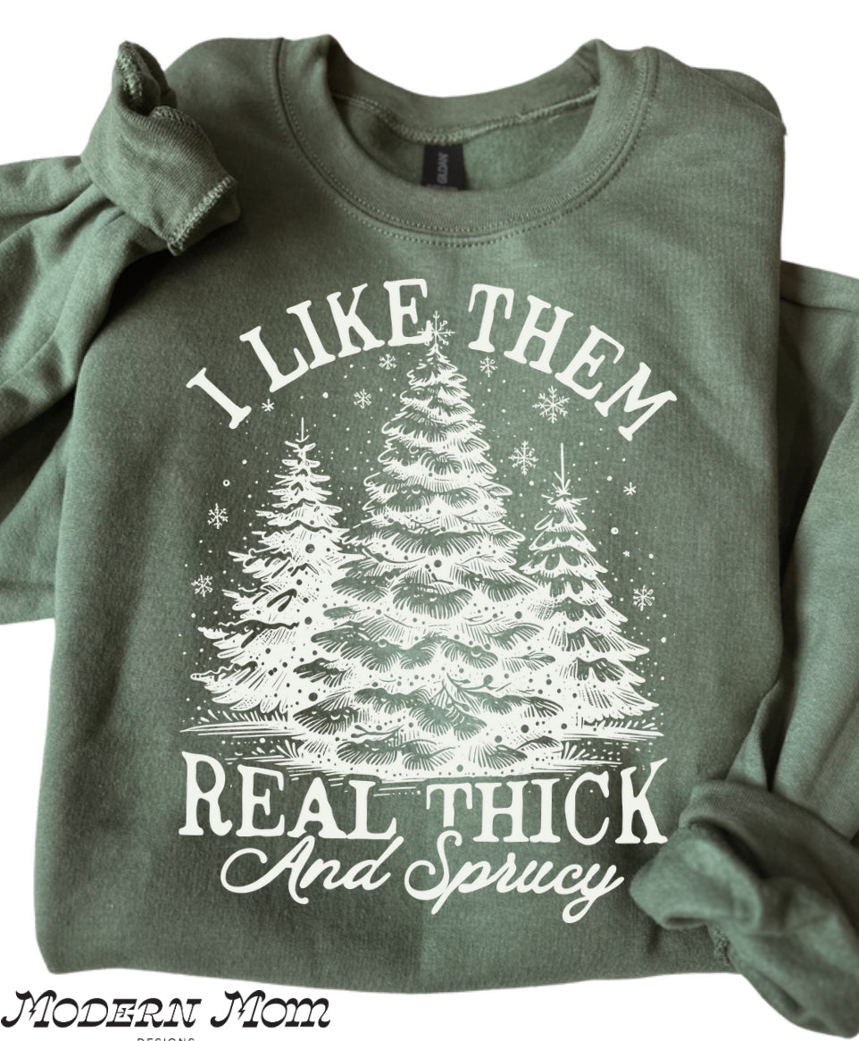 I like them real thick and sprucey-white print (tee, crewneck or hoodie )