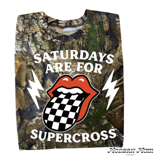 Saturdays are for supercross (front print) REALTREE camo (short or long sleeve)