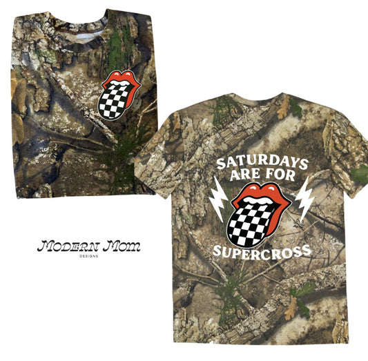 Saturdays are for supercross (front & back print) REALTREE camo (short or long sleeve)