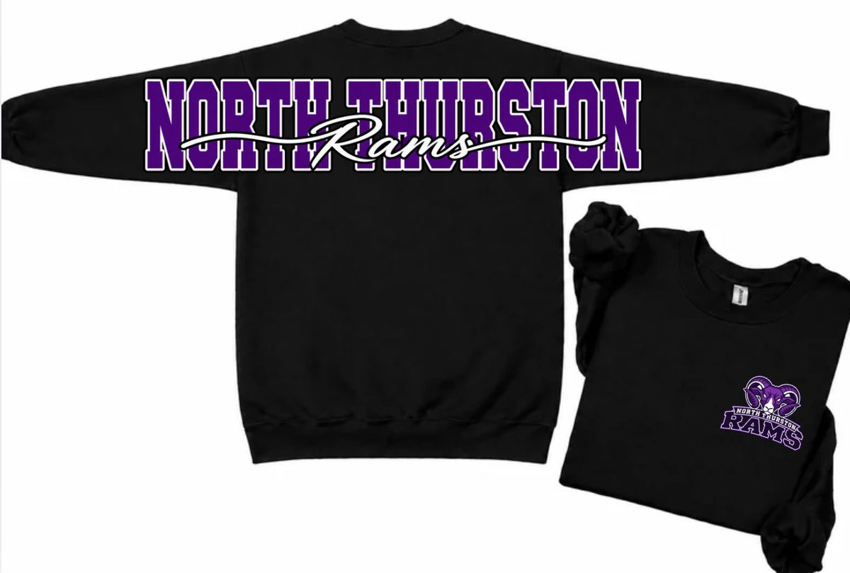 North Thurston Rams crewneck with big back print