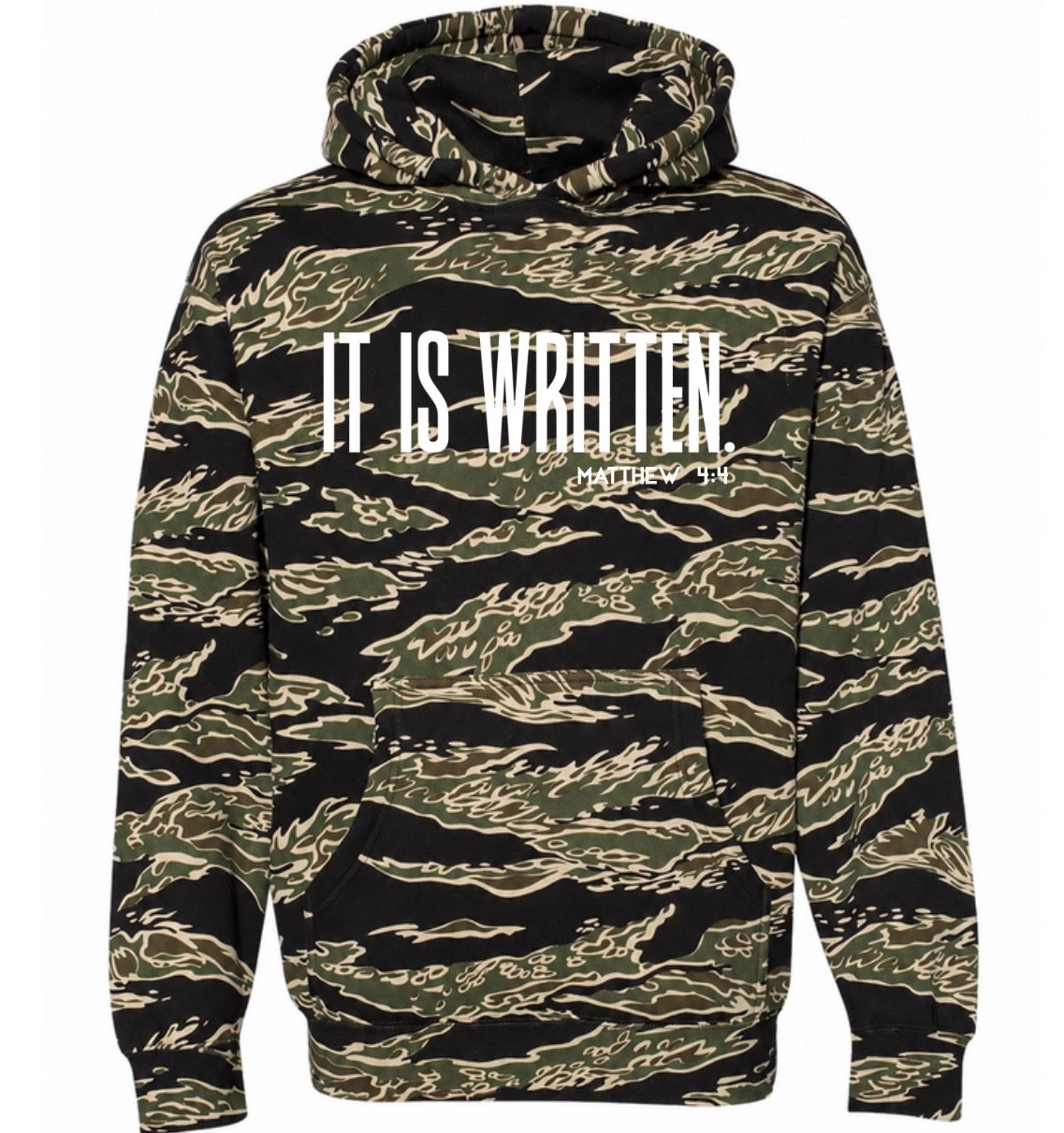 It is written tiger camo hoodie