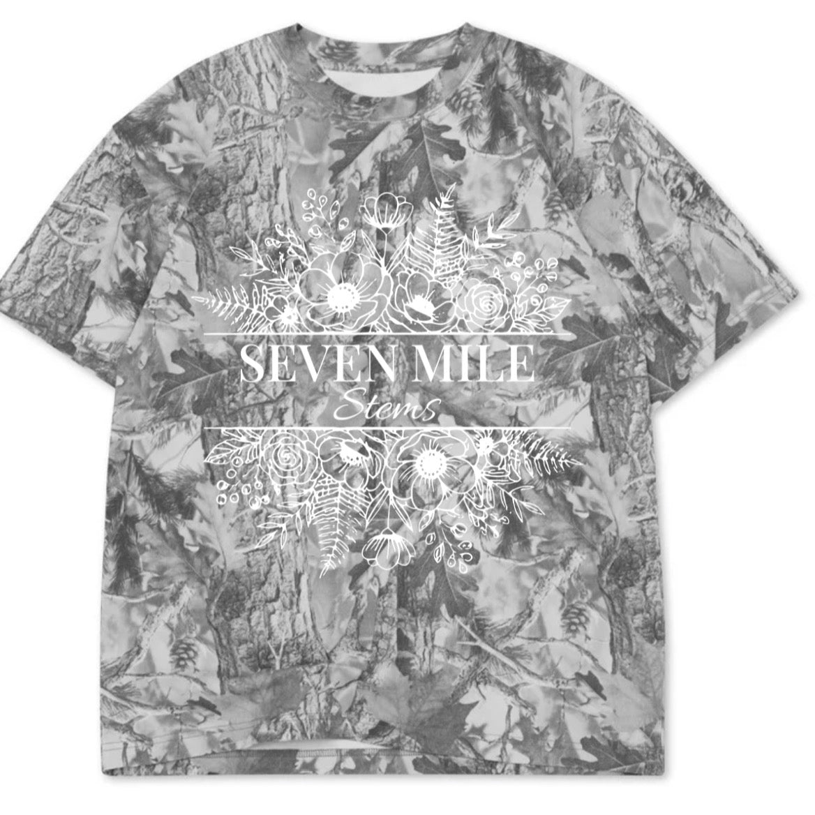 Seven mile stems boxy premium grey camo tee (youth XS-XL)