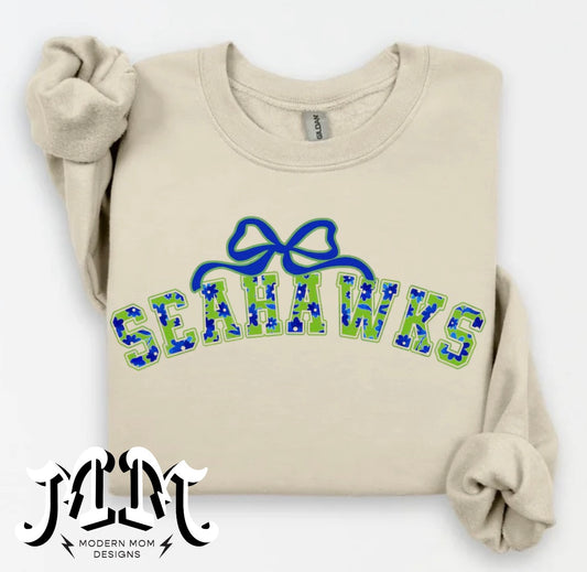 Seattle hawks floral bow