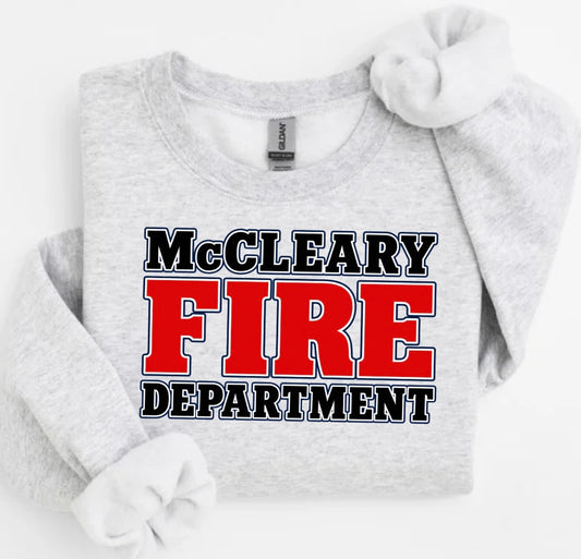 McCleary Fire Dept. crewneck or hoodie GREY (FRONT PRINT ONLY)