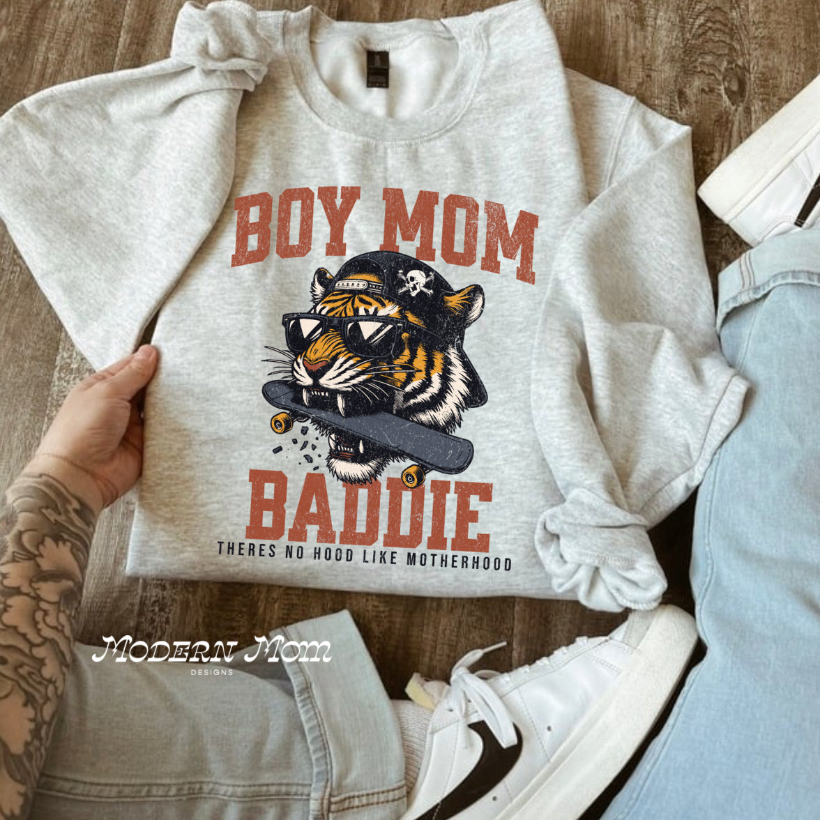 Boy mom baddie (tee, crewneck or hoodie )