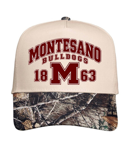 Montesano Bulldogs camo bill trucker hat (screen print)