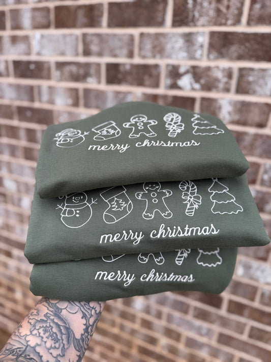 Merry Christmas embroidery crewneck