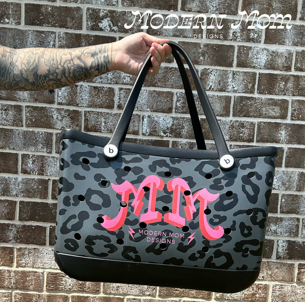 MM black leopard CARRYALL MOM bag