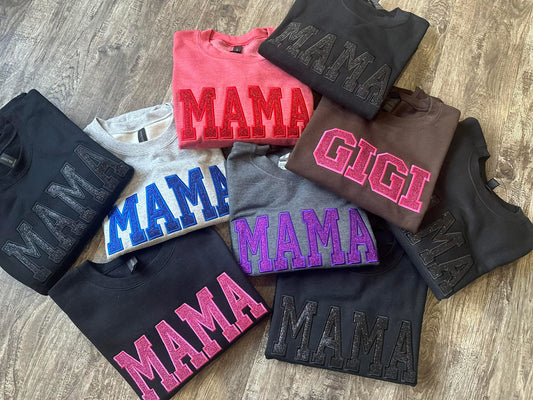 GLITTER CUSTOM CREWNECK EMBROIDERED CREWNECK (PLEASE ALLOW 15 business days for these to ship)