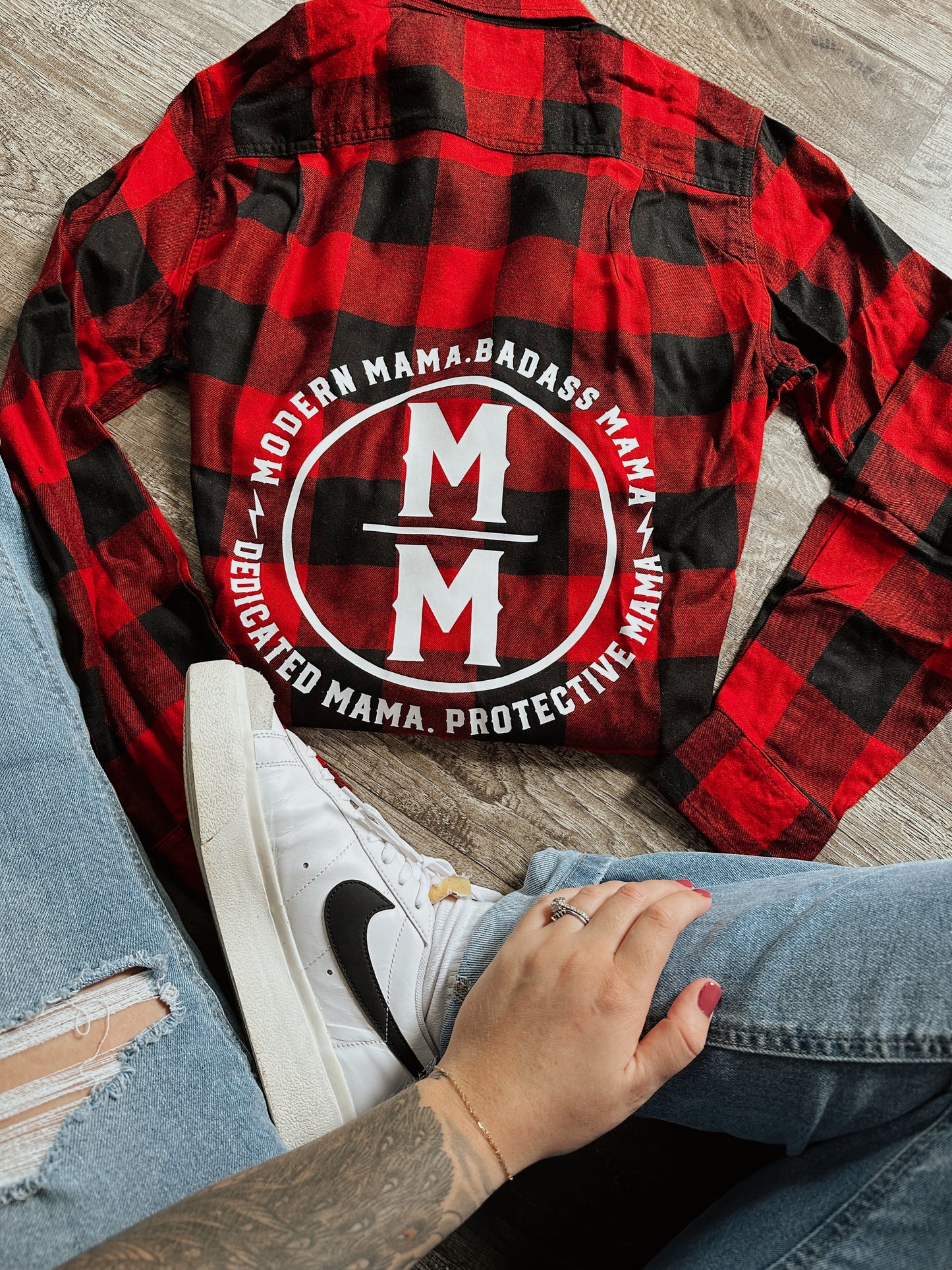 RED buffalo REVAMP logo flannel