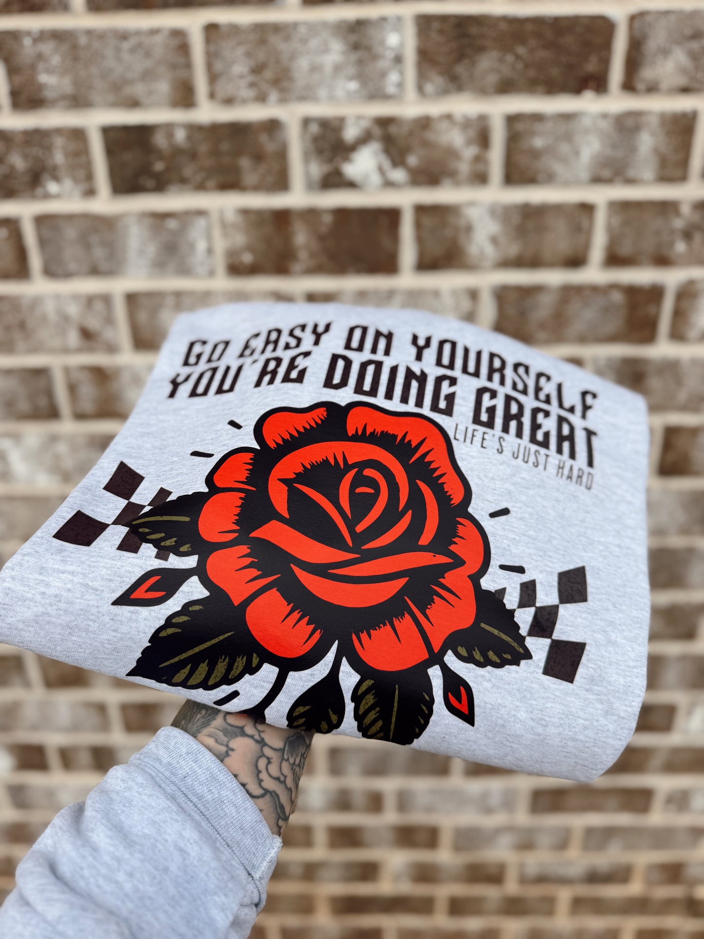 Go easy on yourself crewneck (double sided)