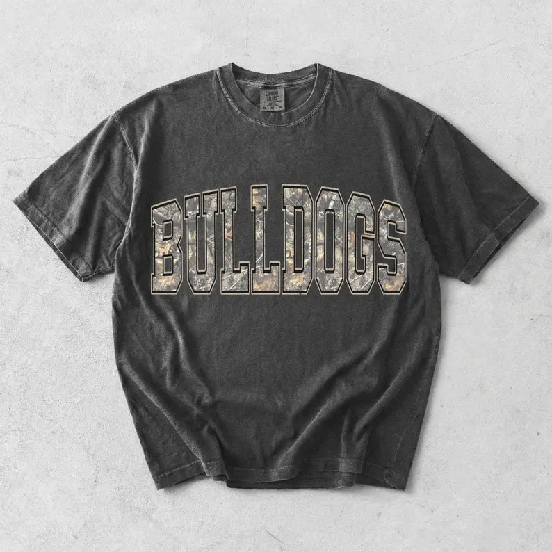 BULL DOGS CAMO -ANY COLOR (tee shirt, crewneck or hoodie)