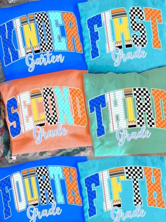 neon and checkered blue( leave note for color of shirt & grade)